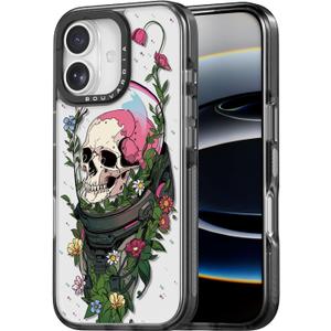 Bouvardia for iPhone 17 Case, Cute Girly Design for Women, Shockproof & Aesthetic, Halloween: Skull & Flowers