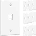 [UL Listed] Cable Matters 10-Pack Low Profile 1-Port Keystone Jack Wall Plate, RJ45 Wall Plate for Keystone Jacks in White