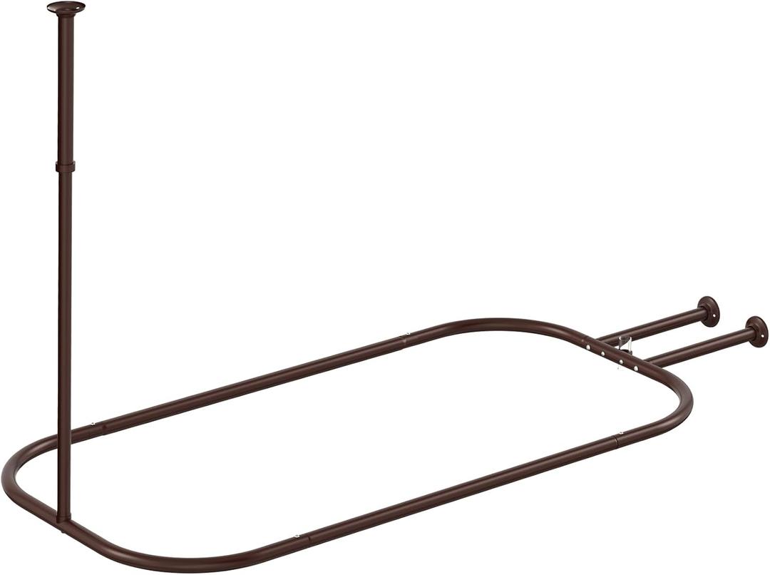 Shower Curtain Rod Hoop Square Shape Bathroom Heavy Duty No Rust Oval Shower Rod 58.3"x24" for Clawfoot Tub,for Free Standing Tubs Bronze