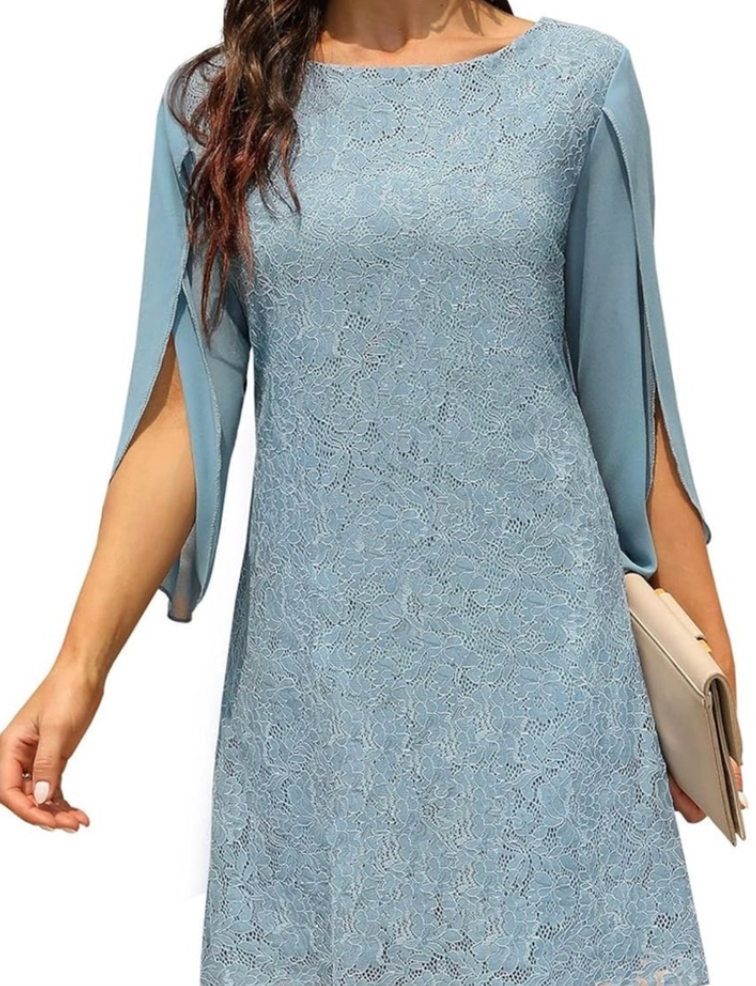 NEW Cooan Wedding Guest Cocktail Formal Light Blue Lace Dress XL