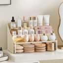 Lipsticks Holder,Lipgloss Organizer and Storage Display Case for Lip Gloss,Makeup Organizer with drawer,3 Rows spacious compartments & 1 extra drawers Makeup Holder & Cosmetics Display(Cream)