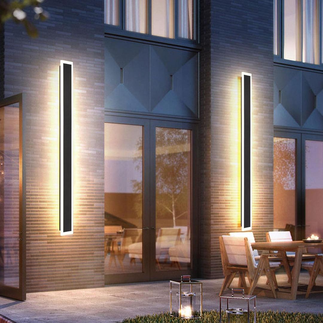 2Pack 39inch Long Outdoor LED Wall Lights,30W Waterproof IP65 Warm White led Wall Light Rectangular Black Wall Light,led Porch Lights Outdoor Wall Elegant Frosted White Acrylic Anti Rust