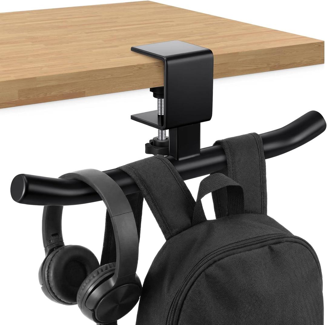 Geelin Bag Hook for Desk Table Heavy-Duty Backpack Hanger Clamp On Purse Holder Adjustable Under Desk Bag Hook for Headphones Handbag Hanger for Classroom Dorm Back to School(Black)
