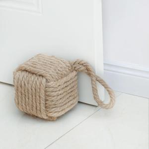 Marwood Rope Knot Door Stops Decorative Nautical Door Stopper Handmade with Handle, Jute Weighted Interior Doorstop Sailor Knot for Door and Window - Square (5" x5, 4.4lbs)