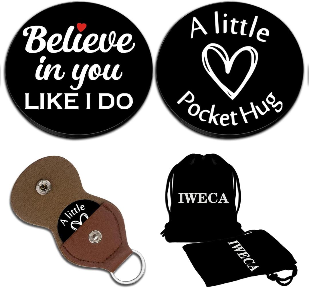 4 x Double-Sided Pocket Hug Token Men Mens Stocking Stuffers for Women Token Coin Teen Boys Girls Fun Engraved with Leather