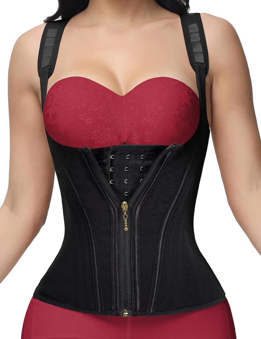 SHAPSHE Waist Trainer for Women, Tummy Control Sports Girdle, Workout Body Shaper with Adjustable Shoulder Strap (Black, XS)