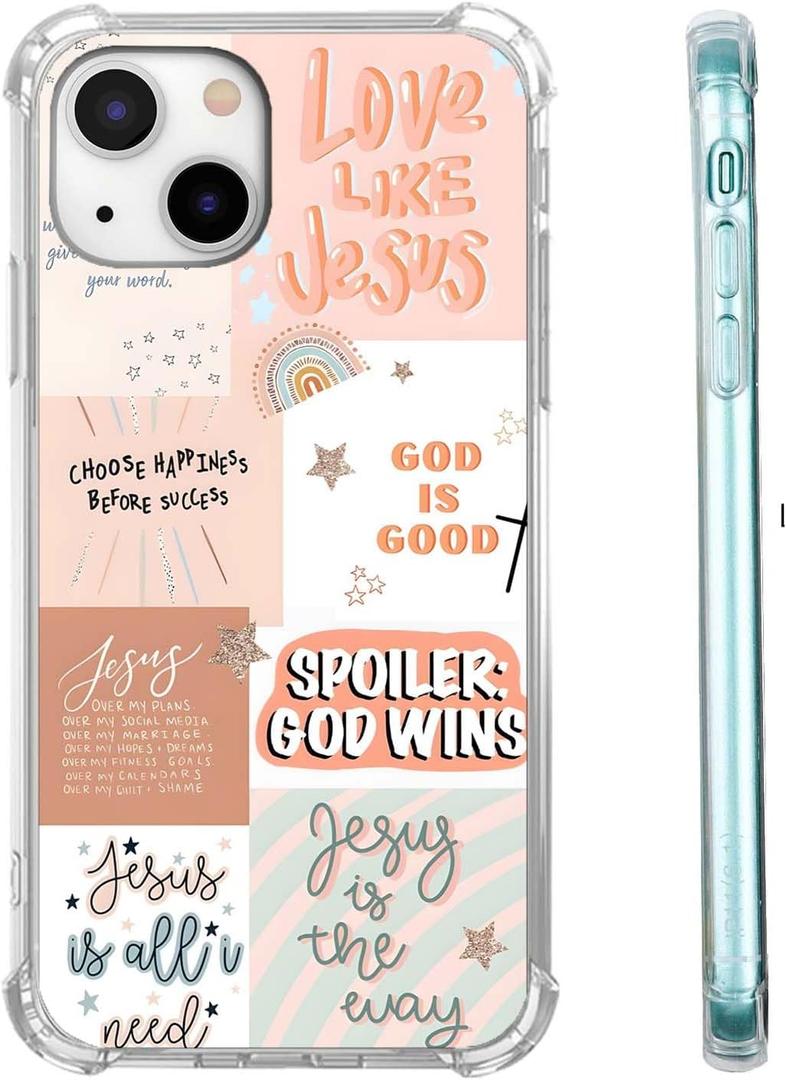 Boho Jesus Collage Case for iPhone 13,Christian Quote Bible Verse Pattern,Soft TPU Protective Cover Case Compatible with iPhone 13