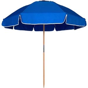 7.5FT Heavy Duty Beach Umbrella with Air Vent, Wood-Look Pole, Carry Bag, UPF50+ Superior Sun Protection, Blue Version