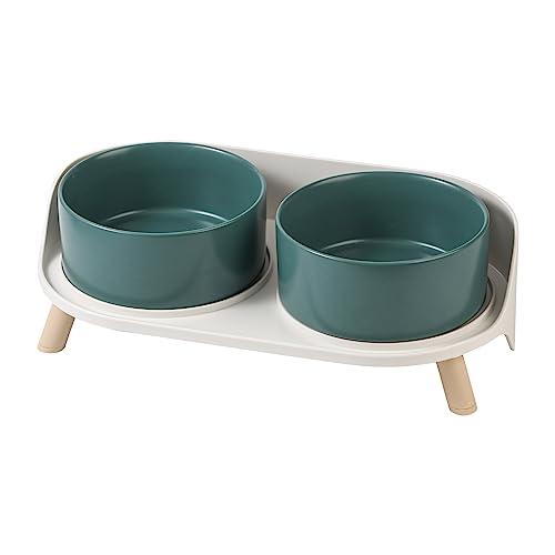 Elevated Ceramic Dog Bowl Set - Double Dog Feeding Bowls with Stand Splash Proof - Raised Dishes for Food and Water - Ideal for Small to Medium Dogs - 2 x 850 ml - 28.74 oz