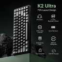 Keychron K2 Ultra 75% Wireless Mechanical Keyboard, 8000Hz Polling Rate | Hot-swappable tactile brown switches, aluminum frame, PBT keycaps, 760h battery, Bluetooth/2.4GHz/wired, Mac/Windows/Linux.