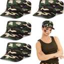 Unisex Cotton Military Cadet Hat Adjustable Army Hat Foldable Camo Baseball Cap for Men & Women