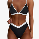 SUUKSESS Women Triangle High Cut Bikini Sets Sexy High Waisted 2 Piece Swimsuit, size Small, Black