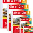 40 Pack Stretched Canvas Boards for Painting 8 of 4x4, 5X 7, 8x10, 9x12, 11x14 Art Blank Canvases, Gesso Primed 100% Cotton Canvas Panels for Acrylic Oil Watercolor Adults & Kids