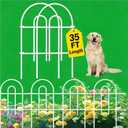 AMAGABELI 35 Panels 18in(H)×50ft(L) Decorative Garden Fence No Dig Rustproof Metal Pre-Linking Fence Panels Garden Edging Border Animal Barrier Fencing for Flower Beds Yard Patio Outdoor Decor White