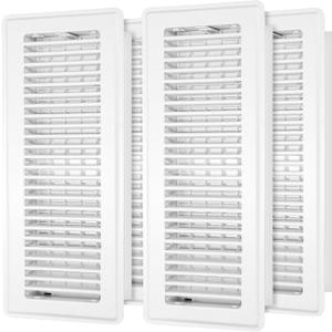 Floor Register 4x14-4 Pack Vent Covers for Home Floor Heavy Duty Steel Walkable Easy Adjust Air Supply Lever Cover for Sidewall, White