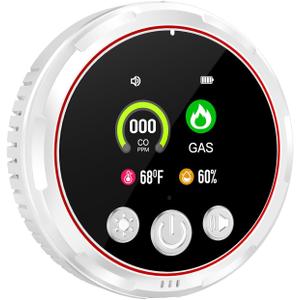 4 in 1 Carbon Monoxide Detectors, Natural Gas Detector & CO Detector with Battery Backup, HD Digital Display Monitors CO, Combustible Gas, Temp, Humidity (White)