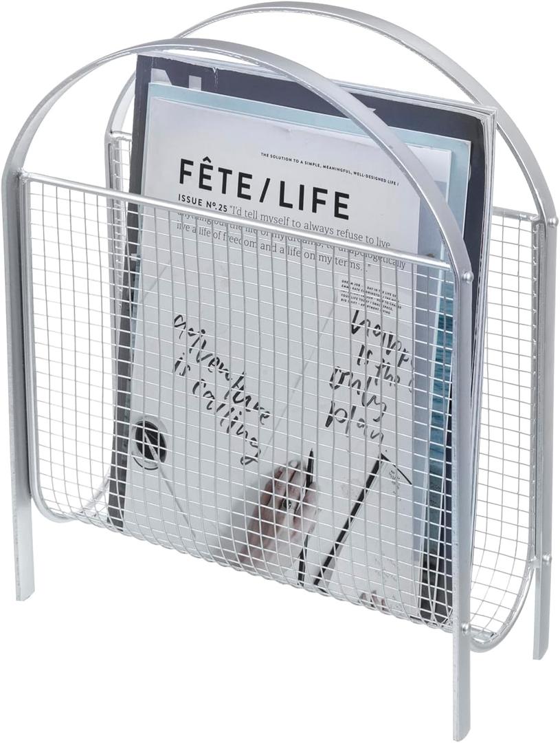 MyGift Magazine Rack, Floor Freestanding Magazine Holder for Bathroom Bedroom Office, Books Newspapers File Mail Organizer, Mid Century Modern Decor Wire Storage for Tablets and Documents
