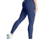 Aoxjox High Waisted Workout Leggings for Women Trinity Yoga Pants 26.5" (Medium, A Navy)
