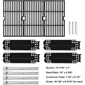 Grill Replacement Parts for Charbroil 463436215, 463436213, 463436214, 467300115, G432-001N-W1, G432-Y700-W1, G432-0096-W1, 16 7/8" Cooking Grate, Grill Burner Tube, Heat Plate Tent and Crossover Tube