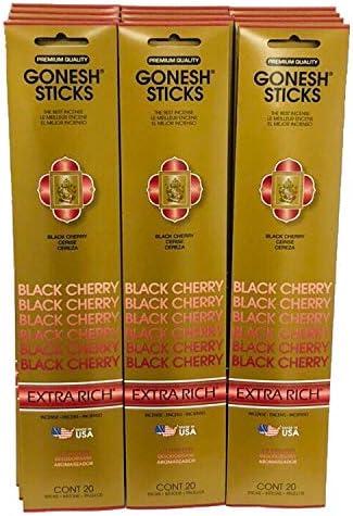 Gonesh Incense Sticks Extra Rich Collection: Black Cherry 12 Pack (20 Sticks/Pack)