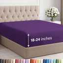 Extra Deep Queen Fitted Sheet - Hotel Luxury Single Fitted Sheet Only - Easily Fits 18 inch to 24 inch Mattress - Ultra Soft, Wrinkle & Fade Free with Extra Deep Pockets - Breathable & Comfy - Purple