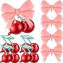 Hungdao 8 Pcs Party Decorations 20 Inch Cherry Balloons 30 Inch Pink Big Bow Balloons for Birthday Baby Shower Wedding Theme Party Supplies