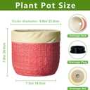 Ceramic Flower Pots, 9.8 Inch Plant Pots, Round Pot for Plants, Red | Boho Plant Pot for Indoor Plants, Decorative Planter with Drainage Hole, Home Apartment Decor, Gardening Gifts for Women