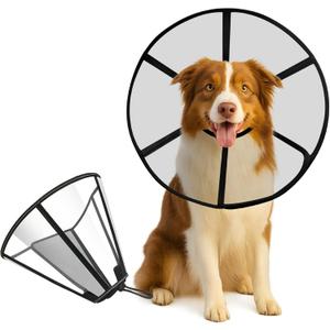 Soft Dog Cone Collar for Post-Surgery, Wound Care Injury Healing, Comfortable Adjustable Pet Cone Recovery Protective Elizabethan Collar to Prevent Licking Biting Scratching for Medium Large Dogs, L (L (Neck: 13-17"))
