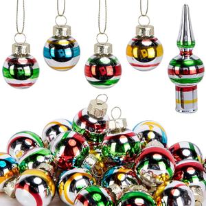 25 Pcs Christmas Mini Glass Ornaments and Treetop, Vintage Balls Decoration with Tree Toppers, Christmas Glass Ball Tree Ornament for Holiday Home Party Decor