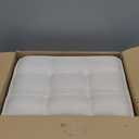 IBUYKE Small 12" H Footrest Stool, Square Linen Foot Stool with Metal X-Leg, Multi-Use as Small Side Table, Step Stool for Living Room, Bedroom, Entryway, Office, Linen WBD011Y