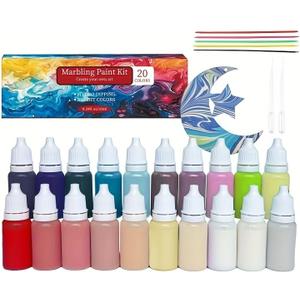 27PCS Water Marbling Painting Kit, Christmas Water Paint for Craft, Turkish Marble Pattern Craft Set,Cream Watercolor Art Kit, Perfect for Christmas, Halloween, Thanksgiving & New Year Gifts
