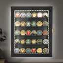 Military Challenge Coin Display Case with LED 11x14IN, Medal Shadow Box with HD Acrylic Glass, Removable 2 Groove Shelves, Wall Mount Coin Collection Holder for Casino Poker Chips Exquisite Souvenirs