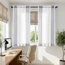 jinchan Grey Sheer Curtains for Bedroom 63 Inch Length Leaf Embroidered Semi Sheers for Living Room Botanical Embroidery Voile Transparent Back Tab Window Treatments 2 Panels