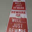 2 x Alotpower Halloween Decorations Metal Tin Sign for Outdoor Yard, Garage Wall, Rustic Vintage Beware of Well Just Beware, 7.8x11.8in