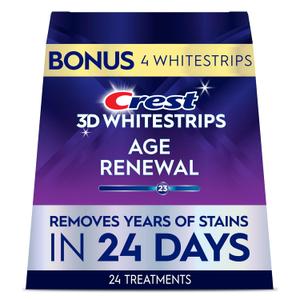 Crest 3D Whitestrips Age Renewal  Teeth Whitening Kit, 24 Treatments (20 + 4 Bonus), Each with 1 Upper/1Lower, 48 Strips  Crest 3DWhite Teeth Whitening Strips Crest 3D Whitestrips Age Renewal  Teeth Whitening Kit, 24 Treatments (20 + 4 Bonus), Each with 1 Upper/1Lower, 48 Strips  Crest 3DWhite Teeth Whitening Strips