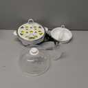 Elite Gourmet EGC-007 Rapid Egg Cooker, 7 Easy-To-Peel, Hard, Medium, Soft Boiled Eggs, Poacher, Omelet Maker, Auto Shut-Off, Alarm, 16-Recipe Booklet, White