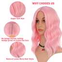 eNilecor Pink Wig,Light Pink Wigs for Women14 Inch Colored Middle Part Bob Wig Short Curly Wavy Synthetic Natural Heat Resistant Cosplay Costume Party Wigs (Light Pink)