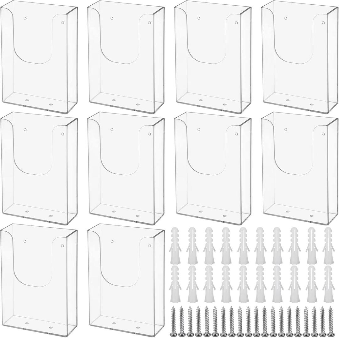 Brochure Holder Wall Mount 10 Pack, 4 x 6 Inches Flyer Holder Literature Holders Leaflet Display, Mail Holder for Wall (10 Pack)