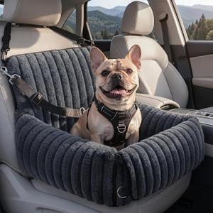 MIXJOY Dog Car Seat for Small/ Medium Dogs up to 25lbs,Multi-Functional Dog Carrier with Detachable Washable Cover,Pet Travel Bed with Clip-On Safety Leash,Grey