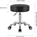 WKWKER Heavy Duty Rolling Stool with Wheels 360 Swivel Adjustable Rolling Stool Hydraulic Lift Thick Leather Seat Ergonomic Chair for Kitchen Drafting Lab Office Salon Massage Black, Large