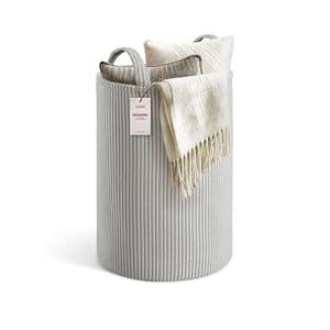 PUTSKA Baby Hamper Laundry Basket for Nursery - Storage Basket for Organizing, Decor, Clothes, Blankets and Toys – Laundry Hamper - Perfect for Baby, Kids, Nursery, Bedroom, Living Room – Large, Grey