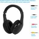Wireless TV Headphones, Wireless Headphones for TV Watching with Transmitter Base, Wireless TV Headset with FM Radio Monitor Function for Seniors, Support RCA, AUX, Optic and Coaxial Audio Out Port