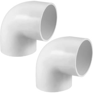 2" 90 Degree Elbow PVC Pipe Fitting Adapter Coupling Connector Schedule 40 Slip (Socket x Socket) White Color 2 Pieces