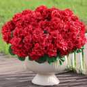 16 Bundles18" Artificial Geranium Flowers for Outdoor Spring Summer Decoration,Fake Silk Geranium Faux Plants UV Resistant for Front Door Planter Outside Home Garden Balcony Yard Porch Decor (Red)