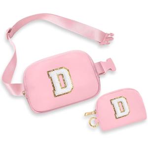 YOOLIFE Gifts for Girls Teen Kids - Birthday Gifts for 3 4 5 6 7 8 9 10 11 12 13 Year Old Girls, Initial Fanny Pack Belt Bag Purse for Girls Teen Daughter Sister, Pink D