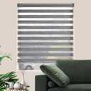 Zebra Blinds for Windows, Free-Stop Zebra Shades, Dual Layer Light Filtering Sheer Blinds for Indoor Windows, Roller Window Shades for Privacy (24" W X 72" H, Grey)