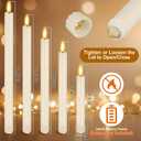 Rossesay 20 Pcs Flameless LED Taper Candles Battery Operated Taper Candles 5 Sizes of 6.5'', 7.7'', 8.8'', 10.0'', 11.2'' Flameless Candlesticks Flickering with 3D Flame for Wedding(Ivory White)