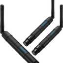 DMX512 Wireless Stage Lighting Control System, 2.4G1 Transmitter and 2 Receivers, LED DJ Controller for Disco Party Bar (Black)