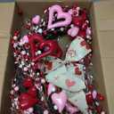 TEMPUS 22 Inch Valentine's Day Wreath for Front Door Red Pink Foam Hollow Heart-Shaped Berries Wreath with Bow Indoor Decor for Anniversary, Wedding, Romantic Gift