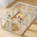 Clear Acrylic Dog Playpen with Door,23.6" Puppy Playpen,Easy Assemble Pet Fence,10-Panel for Puppies/Small Dog Play Pen Indoor (White, 23.6 Inch-H, 10 Panel)